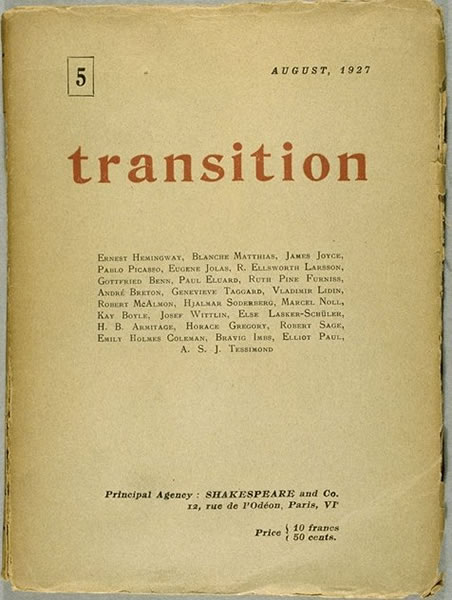Cover design. Transition. No. 5 (Aug. 1927).
